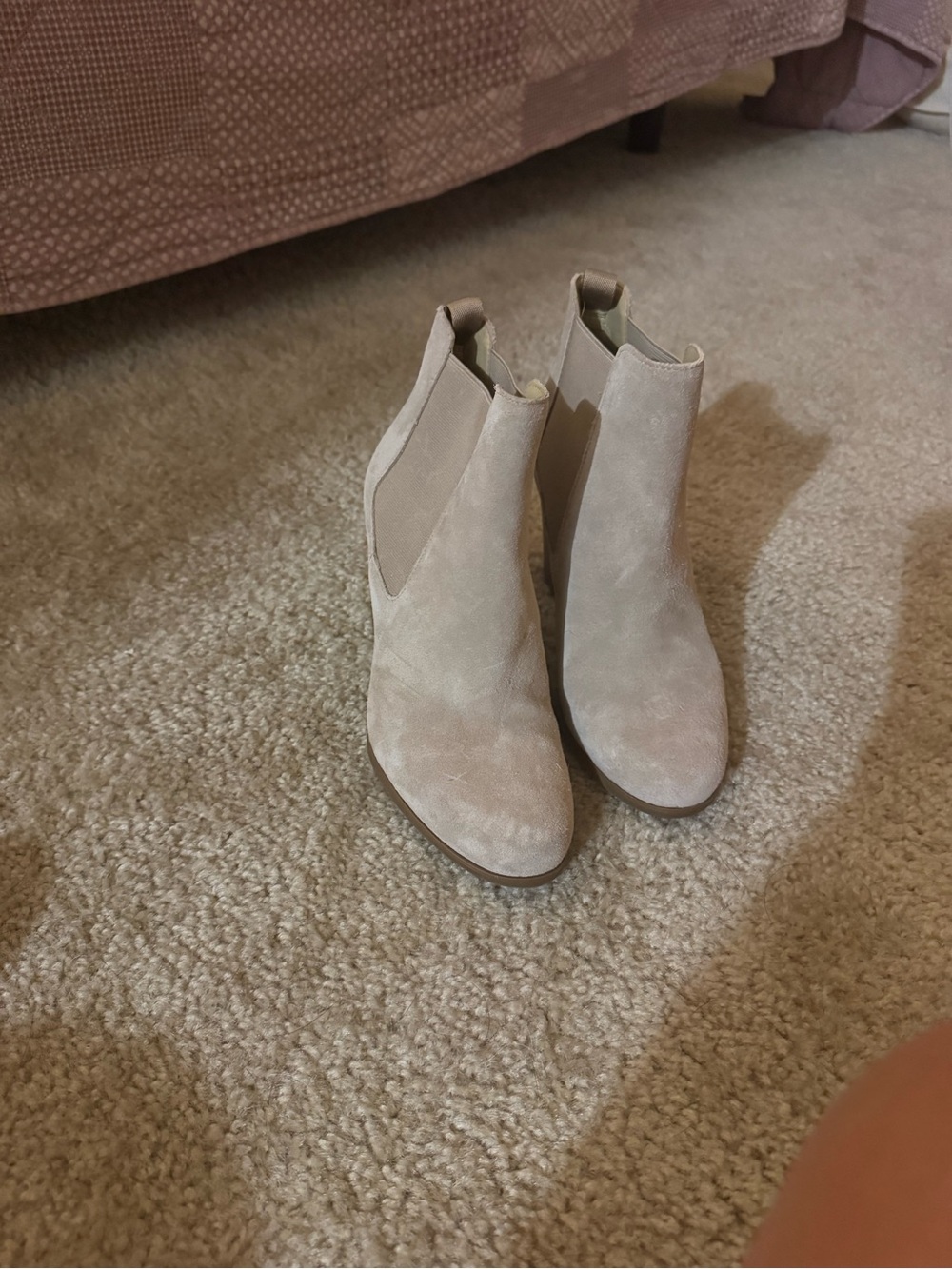 Michael Kors Beige Suede Chelsea Ankle Booties - Picture 2 of 5